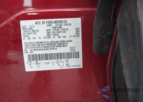 2016 Ford Edge Titanium из США, поврежденный, VIN 2FMPK4K92GBC57614